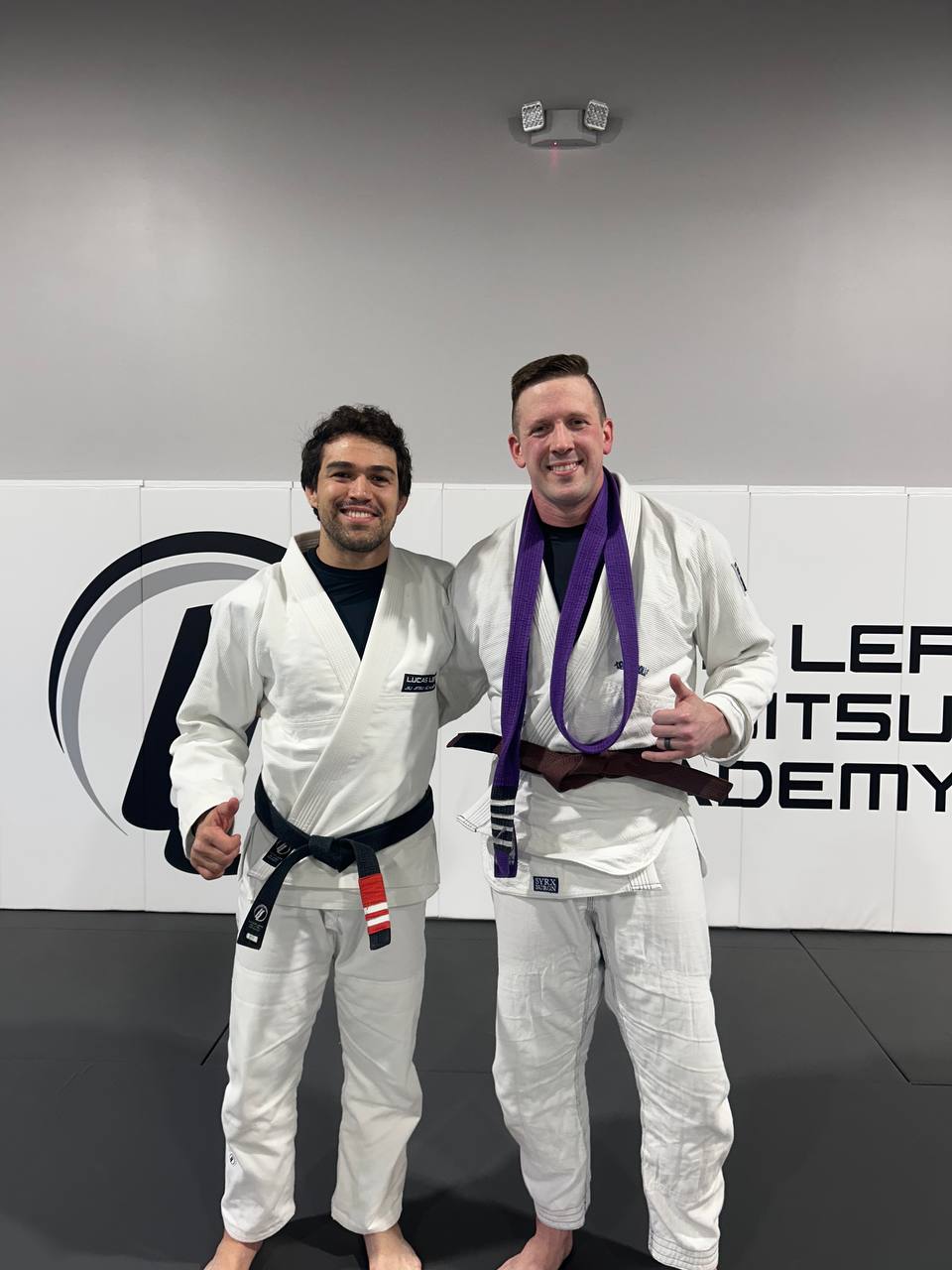 Ryan with Professor Fred Silva at Lucas Lepri Jiu Jitsu Academy